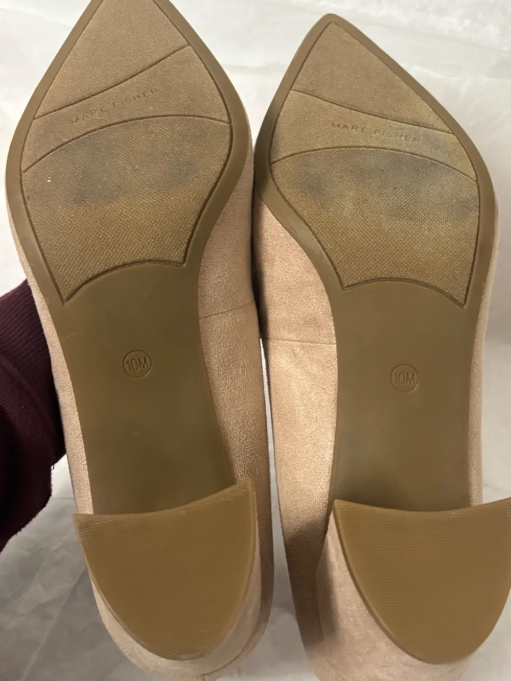 Tan-Suede Pointed Toe Slip On Block Heel Marc Fisher